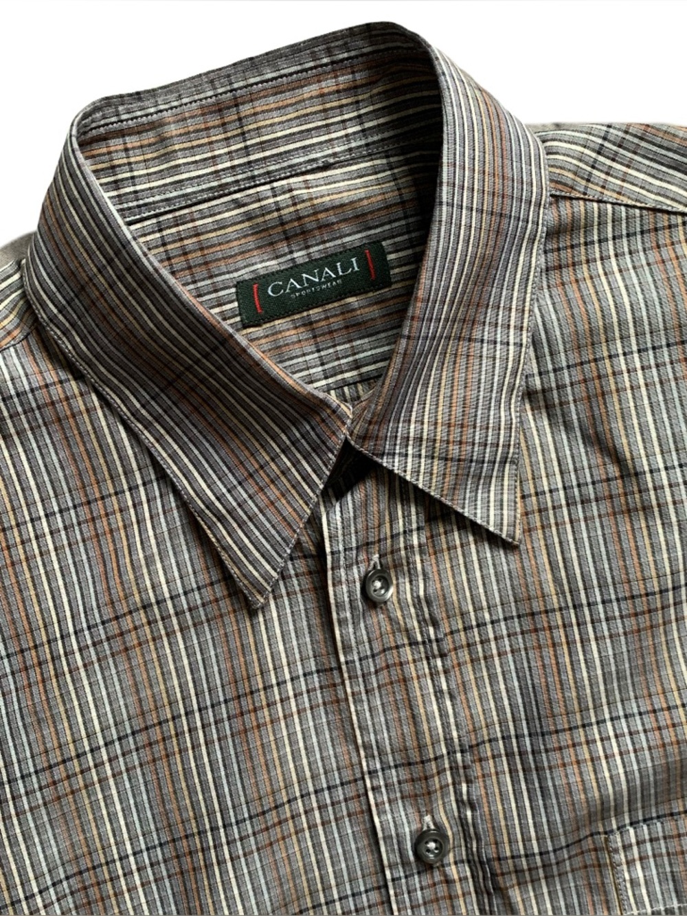 Canali Sportswear Check Button Up Long Sleeve Shirt Size Medium